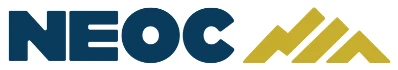 Logo featuring the text "NEOC" in dark blue, accompanied by stylized gold mountain peaks.