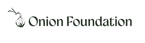 Logo of the Onion Foundation featuring an onion illustration and the name in bold, green text.