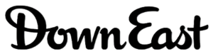 Logo for "DownEast" in a stylish, cursive font.