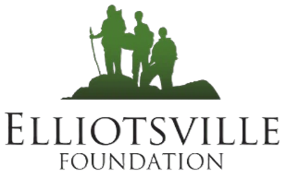 Logo of the Elliottsville Foundation featuring three hikers and the text "Elliottsville Foundation" underneath.
