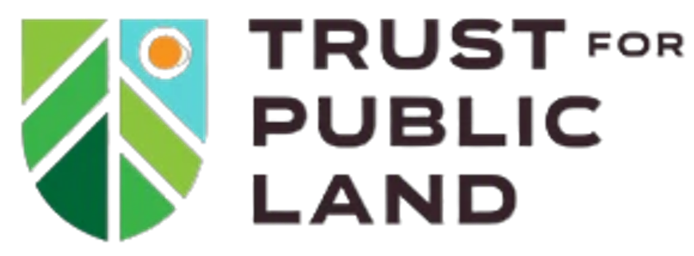 Logo of Trust for Public Land featuring green leaf design and the sun, alongside the organization's name.